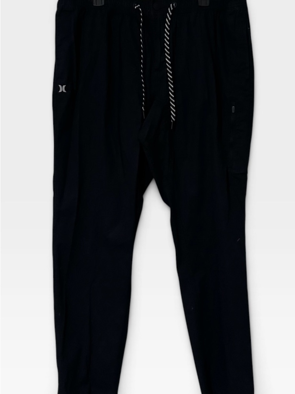 Hurley Black Drawstring Jogger Pants with Reflective Logo